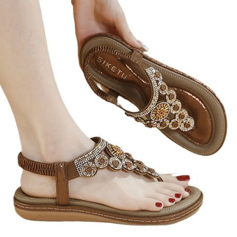 Sandal Nữ Siketu Quai Đính Hoa Đế Bằng Chống Trơn Trượt, Cao 3Cm, Thời Trang Hè 2024 – Phụ Kiện Sang Trọng Dành Cho Nữ