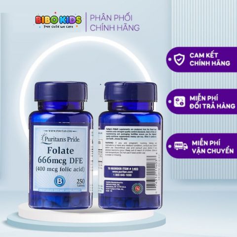 Viên uống bổ sung Folate  Puritan’s Pride 666mcg DFE
