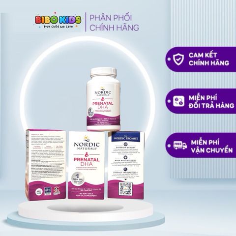 DHA Nordic Prenatal Vitamin cho Bà Bầu - Hỗ Trợ Phát Triển Não Bộ và Sức Khỏe Mẹ Bầu, Sản Phẩm Chính Hãng Mỹ