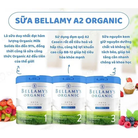 Sữa Bellamy's Organic A2 giúp Phát Triển Xương Khớp Não Bộ 800g