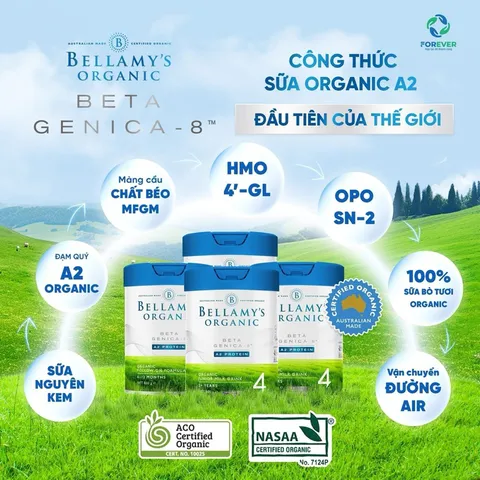 Sữa Bellamy's Organic A2 giúp Phát Triển Xương Khớp Não Bộ 800g