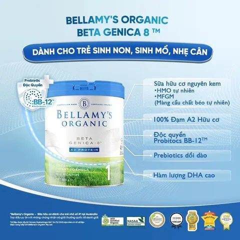 Sữa Bellamy's Organic A2 giúp Phát Triển Xương Khớp Não Bộ 800g