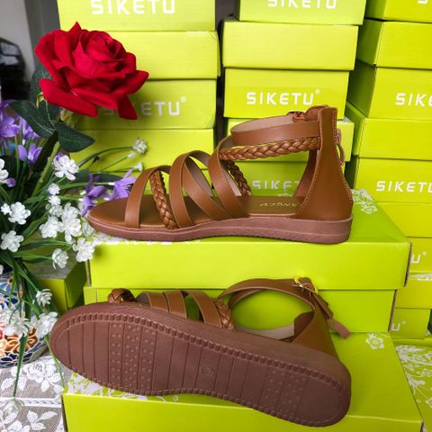 Giày Sandal Nữ Bohemian Đan Dây Khóa Kéo Đế Bằng Thời Trang - Phù Hợp Đi Làm, Học, Chơi - Nữ Thoải Mái, Đế TPR êm ái