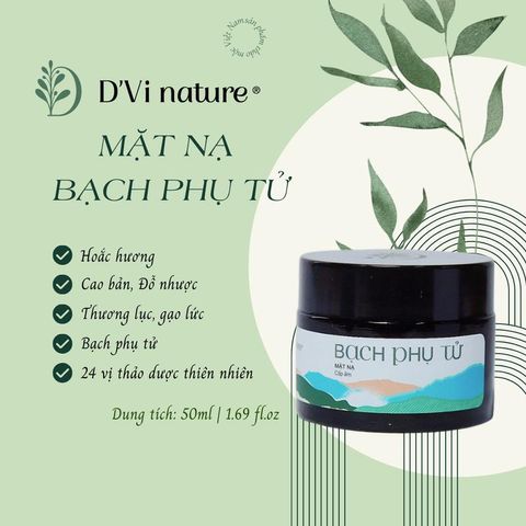 Mặt Nạ Dưỡng Da Bạch Phụ Tử D'Vi Nature - Cung Cấp Độ Ẩm, Làm Sáng Da, Thư Giãn Từ Thiên Nhiên, Phù Hợp Mọi Loại Da