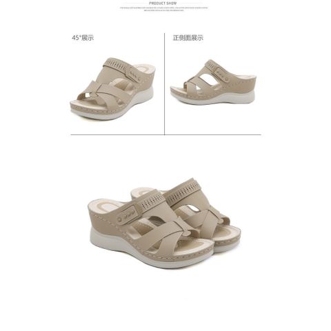 Dép Nữ Đế Xuồng 7cm Siêu Nhẹ Chống Trượt - Đế Nêm Thời Trang Lót Mềm Ấm Áp, Màu Xanh Navy Sang Trọng