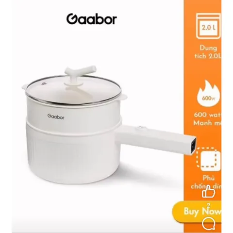 SALE Nồi điện đa năng 2L Gaabor GR-N20A, vân đá chống dính kèm xửng hấp, công suất 600W - Chính Hãng