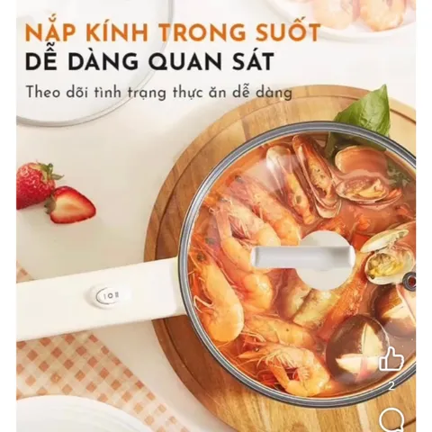 SALE Nồi điện đa năng 2L Gaabor GR-N20A, vân đá chống dính kèm xửng hấp, công suất 600W - Chính Hãng