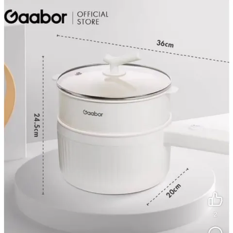 SALE Nồi điện đa năng 2L Gaabor GR-N20A, vân đá chống dính kèm xửng hấp, công suất 600W - Chính Hãng