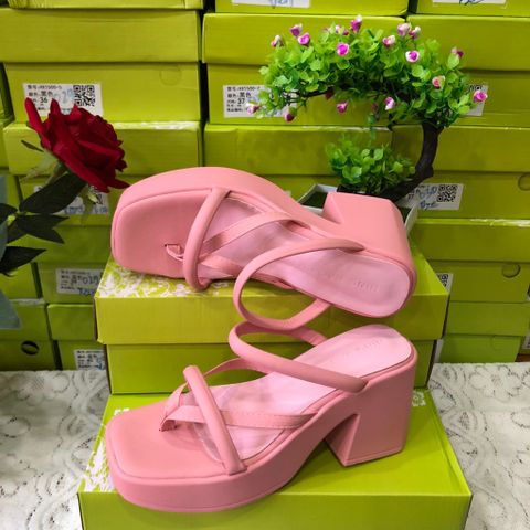 Giày Sandal Cao Gót Nữ Thiết Kế Xỏ Ngón 2 Quai Đế Vuông 9cm - Thời Trang Đi Biển, Tiệc Tùng Sang Trọng