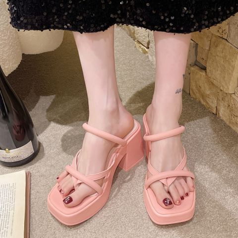 Giày Sandal Cao Gót Nữ Thiết Kế Xỏ Ngón 2 Quai Đế Vuông 9cm - Thời Trang Đi Biển, Tiệc Tùng Sang Trọng