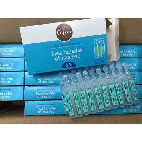 Nước Muối Gifrer Xanh Pháp Hộp 20 Ống - Sản Phẩm An Toàn Cho Trẻ Từ Sơ Sinh Đến Lớn, Hỗ Trợ Hô Hấp