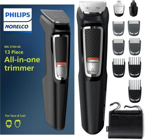 Tông Đơ Đa Năng Philips Norelco Multi Groom 3000 MG3740/40 - Bộ Chăm Sóc Tóc Râu Chất Lượng Cao, Không Cần Dầu, Thời Gian Sử Dụng 60 Phút