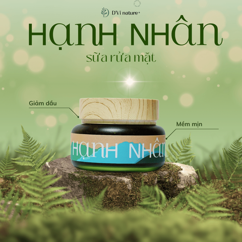 Sữa Rửa Mặt Hạnh Nhân DVi Nature - Làm Sạch Sâu Lỗ Chân Lông, Loại Bỏ Bụi Bẩn và Bã Nhờn, Dành Cho Da Nhờn, Mụn
