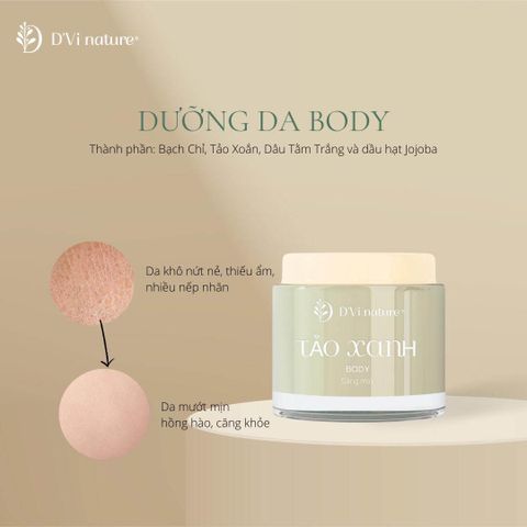 Dưỡng Body Tảo Xanh D'Vi Nature - Kem Dưỡng Da Mềm Mịn, Mờ Vết Thâm, Chống Nắng SPF 40+ Từ Thiên Nhiên, Phù Hợp Mọi Loại Da