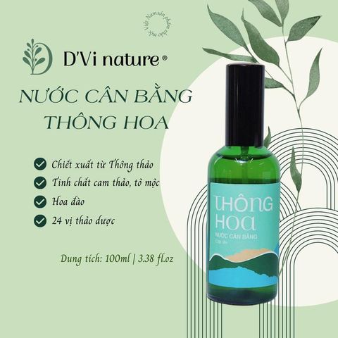 Nước Cân Bằng Thông Hoa DVi Nature - Toner Làm Sạch Sâu, Cấp Ẩm, Se Khít Lỗ Chân Lông Cho Làn Da Mịn Màng, Thích Hợp Cho Da Nhạy Cảm