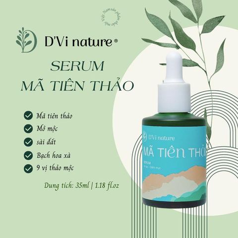 Serum Mã Tiên Thảo D'Vi Nature - Giải Pháp Hiệu Quả Điều Trị Mụn, Cải Thiện Làn Da Khỏe Mạnh và Mịn Màng