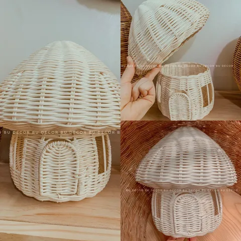 Nhà Nấm bằng mây làm đèn ngủ decor chụp ảnh