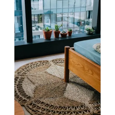Thảm hoa cói decor phòng vintage