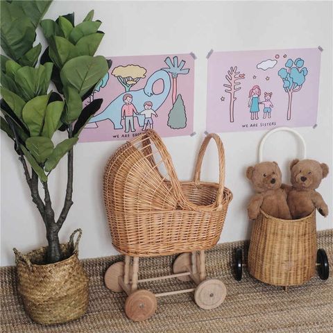 [Hàng có sẵn]  Xe đẩy mây decor trò chơi cho bé yêu