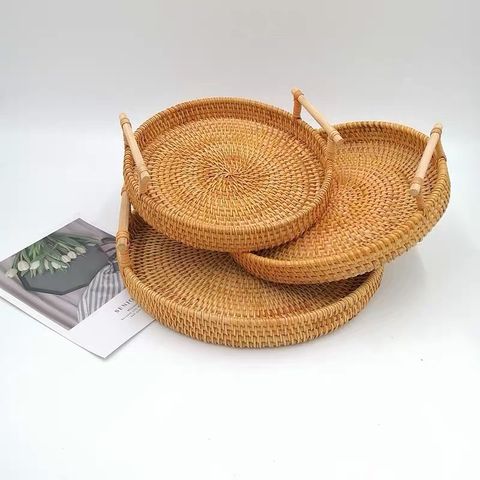 Khay mây tròn decor chụp ảnh món ăn