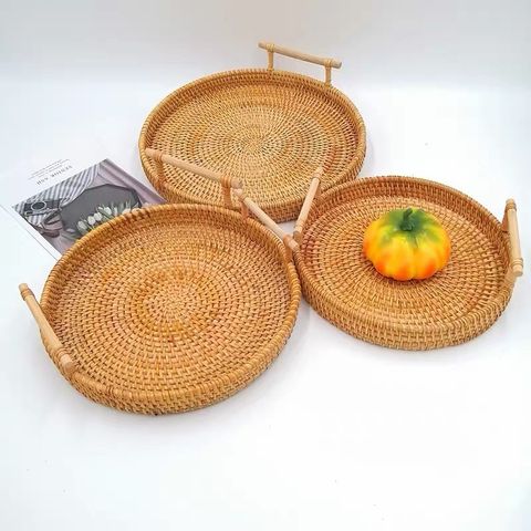 Khay mây tròn decor chụp ảnh món ăn