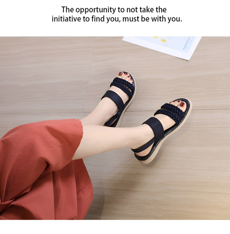 Sandal Nữ Hãng Siketu Đế Bằng Thời Trang, Dễ Chịu - Giày Phù Hợp Đi Làm, Đi Học, Đi Chơi, Màu Nâu-Xanh- Be