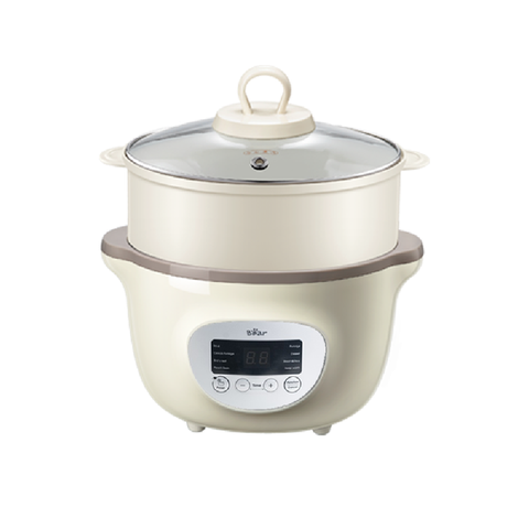 Nồi Nấu Chậm Bear 1.6L SUBE002 - Nấu Hầm Thông Minh với Lồng Hấp, 7 Chế Độ, Giữ Dinh Dưỡng, Phiên Bản Quốc Tế