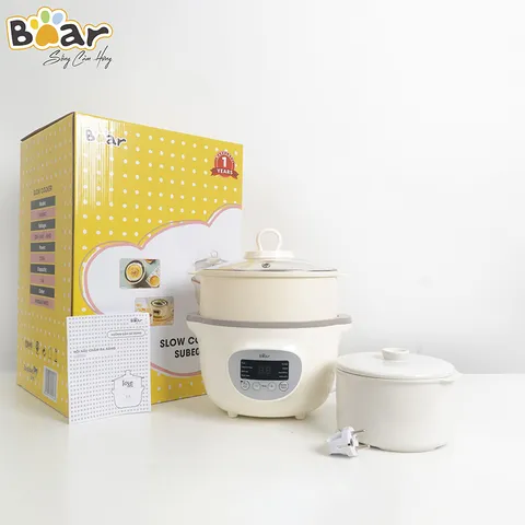 Nồi Nấu Chậm Bear SUBE003 2.5L - 8 Chế Độ Nấu Đa Dạng Giữ Dinh Dưỡng Thực Phẩm - Thiết Bị Bếp Tiện Lợi Hàng Quốc Tế