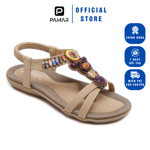 Dép Sandal Bohemian Phong Cách Dân Tộc Mùa Hè 2025 Cho Nữ - Dép Đính Hạt Cổ Điển Cỡ Lớn Tiện Dụng Bãi Biển