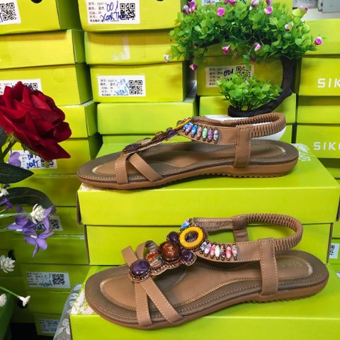 Dép Sandal Bohemian Phong Cách Dân Tộc Mùa Hè 2025 Cho Nữ - Dép Đính Hạt Cổ Điển Cỡ Lớn Tiện Dụng Bãi Biển