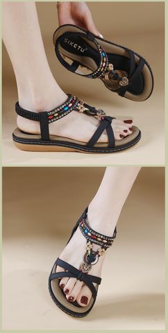 Sandal Nữ Đế Bằng Siketu Hè 2024 - Dép Mềm Thiết Kế Đa Năng Thời Trang Dây Đàn Hồi, Phong Cách Năng Động và Thoải Mái
