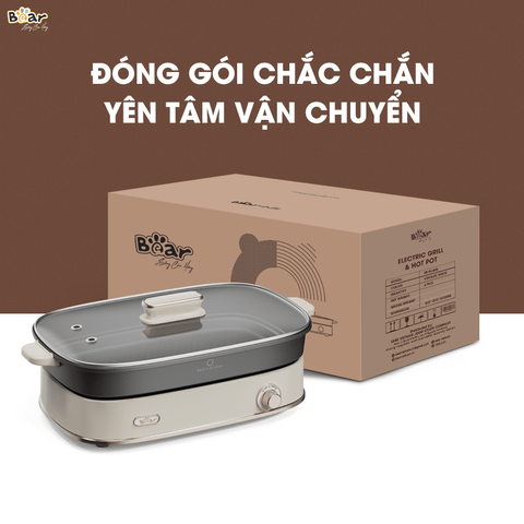 Nồi Lẩu Nướng Đa Năng 2 Khay Bear SB-NL45K - Nấu Lẩu, Chiên, Nướng, 4.5L, 1600W, Quà Tặng Gia Đình, Tiệc BBQ