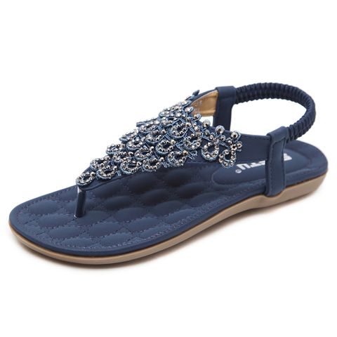 Giày Sandal Nữ Đế Bằng Siketu 2024 - Thời Trang Hoa Viền Đính Đá, Quai Hậu Co Giãn Dễ Di Chuyển, Đi Học, Đi Làm, Đi Chơi