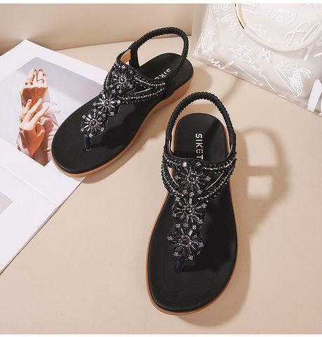 Giày Sandal Nữ SIKETU Đính Hạt Sang Trọng - Dép Kẹp Êm Nhẹ Phong Cách Âu Mỹ Thích Hợp Đi Làm, Đi Chơi, Dạo Phố