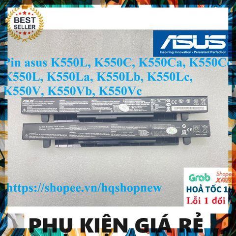 Pin Laptop Asus Chính Hãng K550, K550C, K550Ca, K550Cc - 4 Cell 2600mAh, Zin 2950mAh, Bảo Hành 100% - Phụ Kiện Giá Rẻ