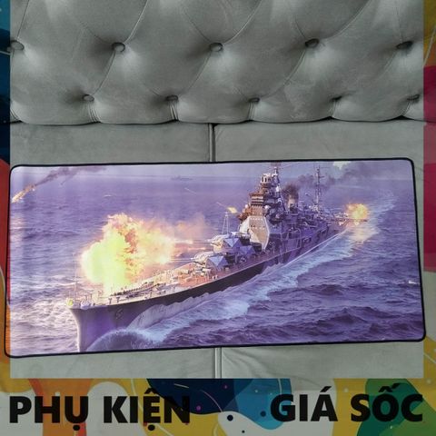 Miếng Lót Chuột Chống Nước Battleship 16 - Pad Chuột Cỡ Lớn 90x40cm, Độ Dày 3mm, Chất Liệu Cao Su, Dùng Cho Game Thủ