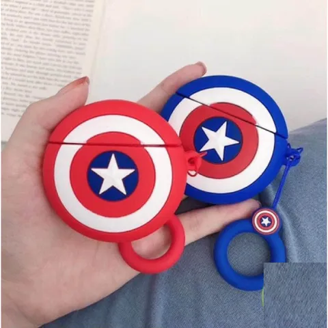 Vỏ Bọc AirPods Captain America - Phụ Kiện Tai Nghe Silicon Dẻo Cho AirPods 1 2 PRO - Thiết Kế Siêu Cute, Chất Lượng Cao