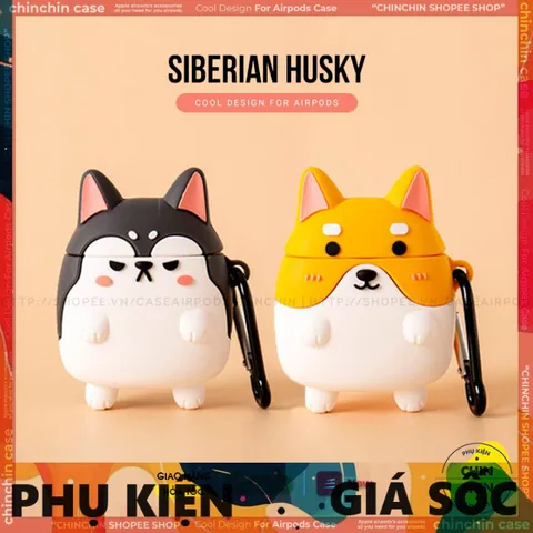 Vỏ Bọc AirPods Chó Shiba Bằng Silicon Dẻo - Phụ Kiện Hộp Sạc Tai Nghe AirPods 1 2 Chất Lượng Cao