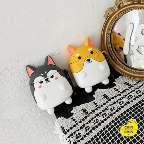 Vỏ Bọc AirPods Chó Shiba Bằng Silicon Dẻo - Phụ Kiện Hộp Sạc Tai Nghe AirPods 1 2 Chất Lượng Cao