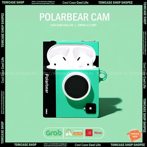 Case Vỏ Bọc Silicon Mềm AirPods 1 2 PRO - Hình Máy Ảnh Polarbear Cho Hộp Sạc Tai Nghe Không Dây