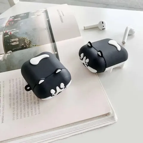 Vỏ Bọc AirPods Chó Husky Nằm Bằng Silicon Mềm - Phụ Kiện Tai Nghe AirPods 1 2 PRO Chất Lượng Cao
