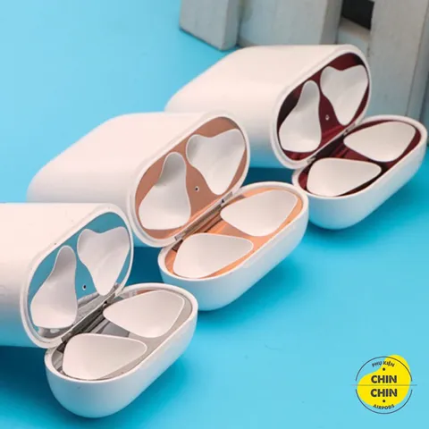 Miếng Dán Kim Loại Chống Bám Bẩn Bảo Vệ AirPods 1 2 Pro - Phụ Kiện Chống Bụi Kim Loại Chất Lượng Cao