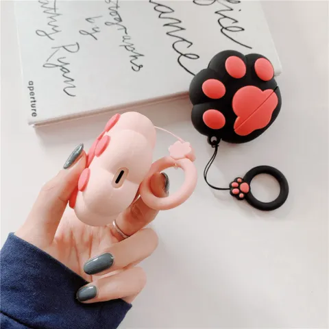 Vỏ Bọc Silicon Dẻo Chân Mèo Xinh Cho Hộp Sạc AirPods 1 2 - Phụ Kiện Tai Nghe Không Dây Siêu Cute