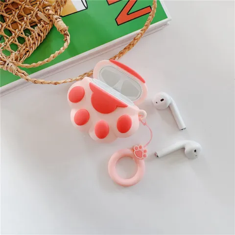 Vỏ Bọc Silicon Dẻo Chân Mèo Xinh Cho Hộp Sạc AirPods 1 2 - Phụ Kiện Tai Nghe Không Dây Siêu Cute