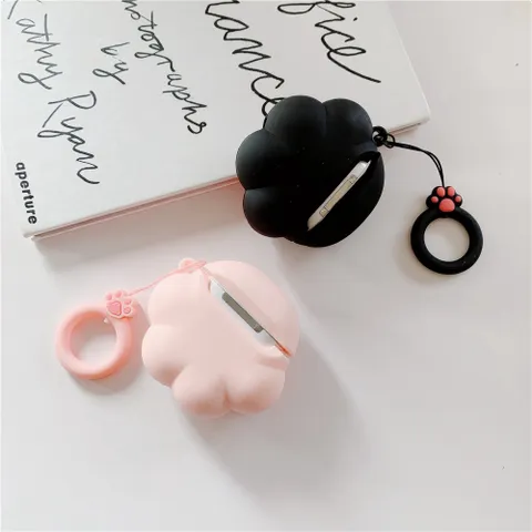 Vỏ Bọc Silicon Dẻo Chân Mèo Xinh Cho Hộp Sạc AirPods 1 2 - Phụ Kiện Tai Nghe Không Dây Siêu Cute