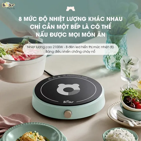 Bếp Từ Bear SB-BT21W - Công Suất 2100W, 8 Mức Nhiệt Linh Hoạt, Thiết Kế Gọn Nhẹ - Giải Pháp Nấu Ăn Tiện Lợi Cho Gia Đình