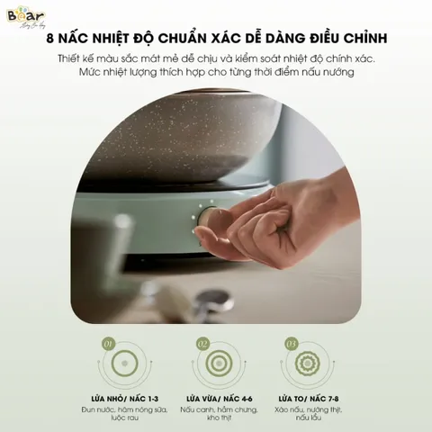 Bếp Từ Bear SB-BT21W - Công Suất 2100W, 8 Mức Nhiệt Linh Hoạt, Thiết Kế Gọn Nhẹ - Giải Pháp Nấu Ăn Tiện Lợi Cho Gia Đình