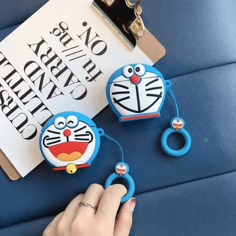 Vỏ Bọc AirPods Silicon Dẻo Doraemon - Phụ Kiện Bảo Vệ Tai Nghe AirPods 1 2 Chống Va Đập, Thiết Kế Cute