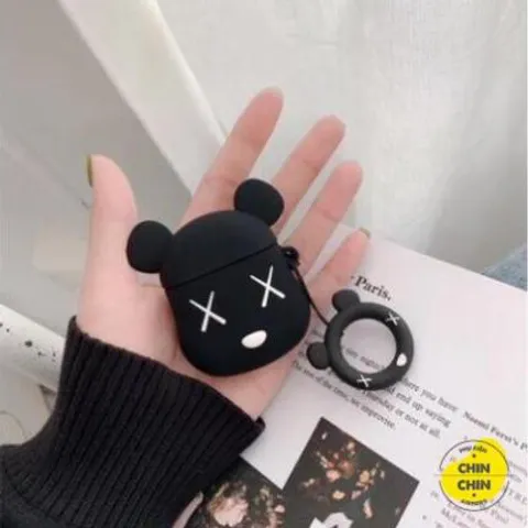 Vỏ Bọc Tai Nghe Không Dây Gấu Mắt X Kaws - Case Silicon Dễ Thương Cho Airpods 1 2 I11 I12 - Phụ Kiện Chất Lượng Cao