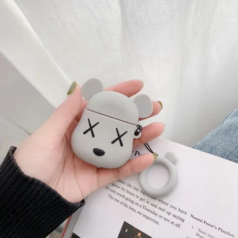 Vỏ Bọc Tai Nghe Không Dây Gấu Mắt X Kaws - Case Silicon Dễ Thương Cho Airpods 1 2 I11 I12 - Phụ Kiện Chất Lượng Cao